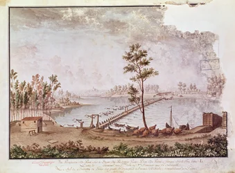 Vue du pont sur le fleuve Pô à Pavie, 1797